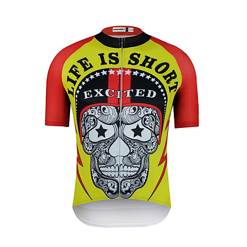 

Men's Short Sleeve Cycling Jersey Black Geometic Skull Bike Jersey Top Mountain Bike MTB Road Bike Cycling Breathable Quick Dry Back Pocket Sports Clothing Apparel / Advanced / Expert / Stretchy