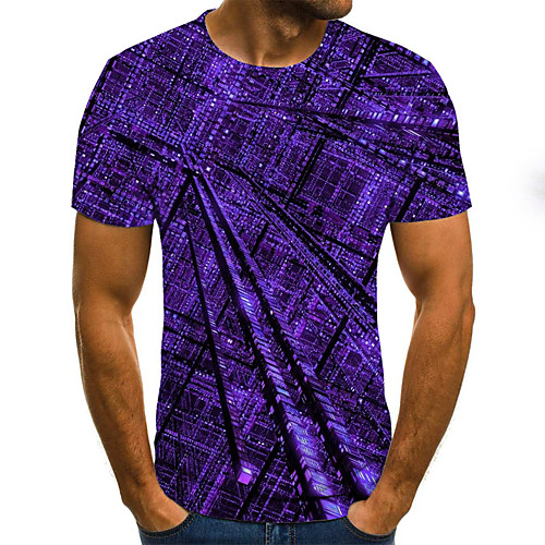 

Men's T shirt Graphic 3D Plus Size Print Short Sleeve Daily Tops Basic Exaggerated Purple