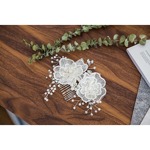 

Imitation Pearl / Lace / Rhinestone Hair Combs with Rhinestone / Imitation Pearl / Flower 1 Piece Wedding Headpiece