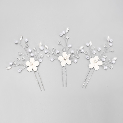 

Crystal / Rhinestone / Fabrics Hair Pin with Imitation Pearl / Crystal / Rhinestone / Flower 3 Pieces Wedding Headpiece