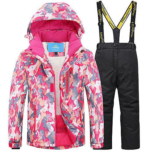 

Girls' Ski Jacket Ski / Snow Pants Skiing Camping / Hiking Winter Sports Waterproof Windproof Warm Polyester Warm Top Warm Pants Clothing Suit Ski Wear / Kids