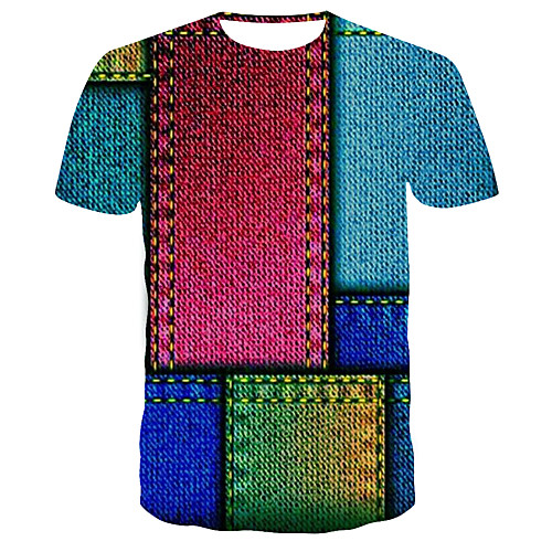 

Men's T shirt 3D Print Graphic 3D Print Short Sleeve Daily Tops Streetwear Rainbow