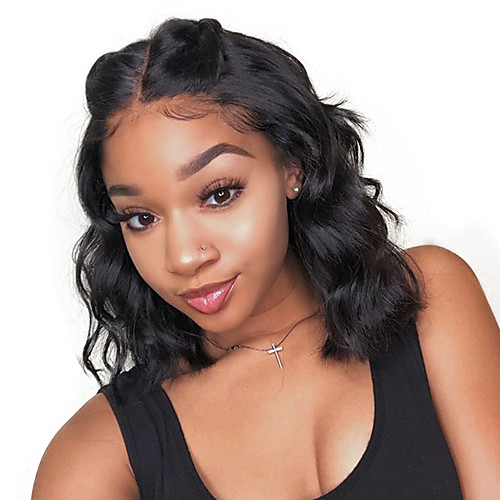 

Human Hair 13x6 Closure Wig Bob style Brazilian Hair Body Wave Natural Wig 150% Density Smooth Women Best Quality New Arrival Hot Sale Women's Short Human Hair Lace Wig / Natural Hairline