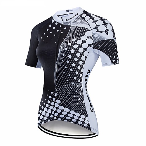 

CAWANFLY Women's Short Sleeve Cycling Jersey Black Geometic Bike Jersey Top Mountain Bike MTB Road Bike Cycling Breathable Quick Dry Back Pocket Sports Clothing Apparel / Advanced / Expert / Stretchy
