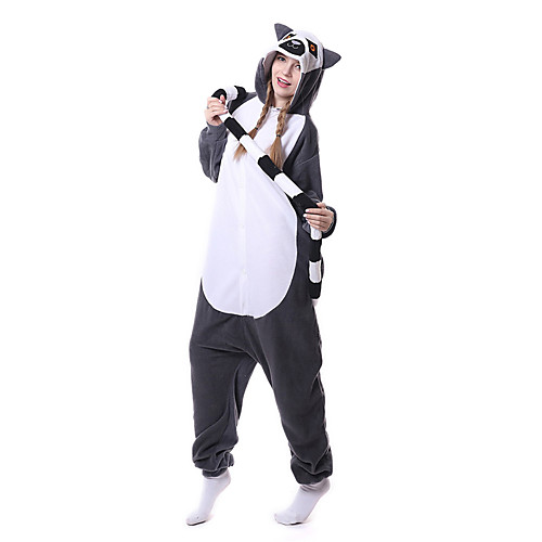 

Adults' Kigurumi Pajamas Monkey Lemur Onesie Pajamas Flannel Toison Black Cosplay For Men and Women Animal Sleepwear Cartoon Festival / Holiday Costumes