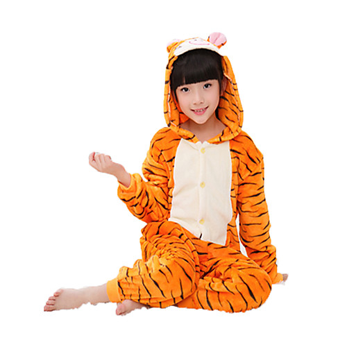 

Kid's Kigurumi Pajamas Tiger Onesie Pajamas Flannel Fabric Cosplay For Boys and Girls Animal Sleepwear Cartoon Festival / Holiday Costumes