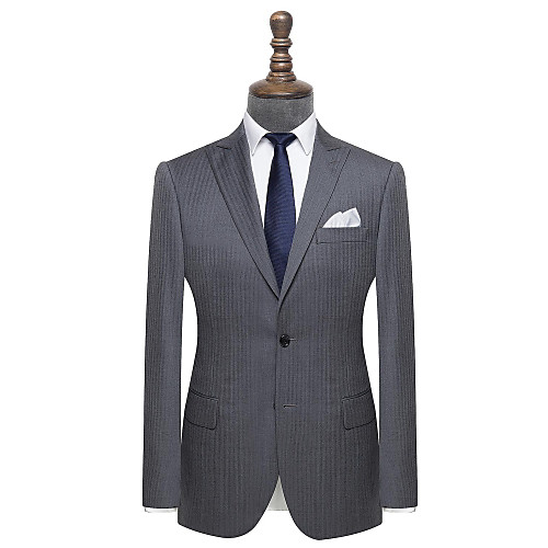

The gray herrringbone wool custom suit