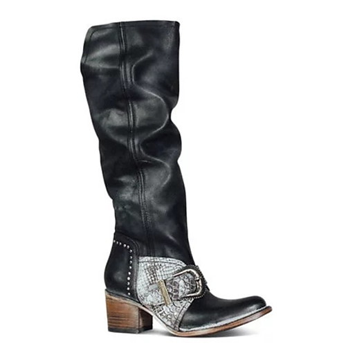 

Women's Boots Cowboy / Western Boots Chunky Heel Round Toe PU Mid-Calf Boots Fall & Winter Black / Brown / Gray