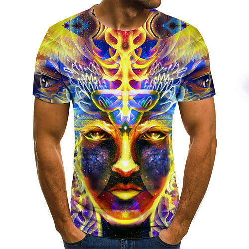 

Men's 3D Graphic T-shirt Daily Round Neck Rainbow / Short Sleeve