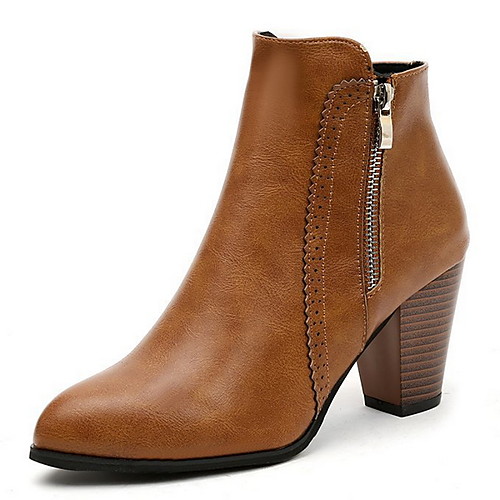 

Women's Boots Chunky Heel Round Toe PU Booties / Ankle Boots Winter Black / Brown