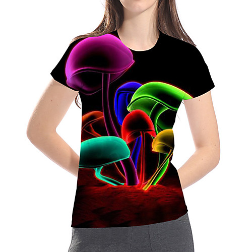 

Women's Plus Size 3D Rainbow Print Loose T-shirt Basic Exaggerated Daily Club Black