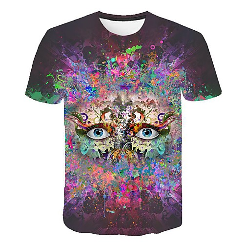 

Men's 3D Print T-shirt Daily Round Neck Rainbow / Short Sleeve