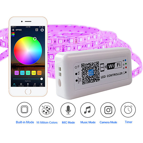 

LED Strip Lights RGB Tiktok Lights with Remote Dimmable 300LED 5050 10M IP65 Waterproof Wifi Rope Lights Outdoor 12V Wireless Smart Phone Alexa Controlled