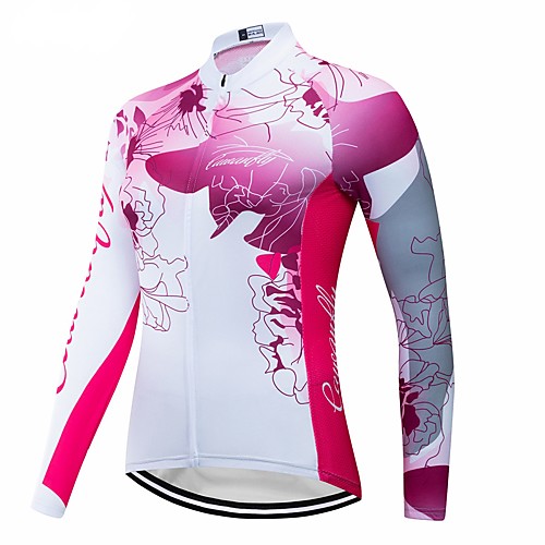 

CAWANFLY Women's Long Sleeve Cycling Jersey Winter Fleece White Geometic Bike Jersey Pants Top Mountain Bike MTB Road Bike Cycling Breathable Quick Dry Back Pocket Sports Clothing Apparel / Advanced