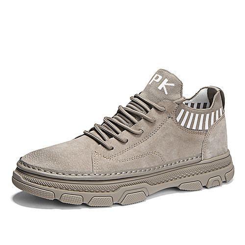 

Men's Spring / Summer Casual / Vintage Daily Outdoor Sneakers Walking Shoes Pigskin Non-slipping Wear Proof Khaki / Gray