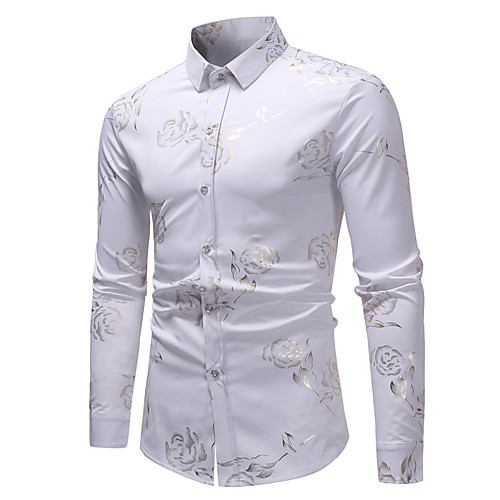 

Men's Shirt Other Prints Graphic Print Long Sleeve Daily Tops Basic White Black Blue
