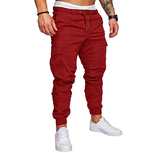 

Men's Jogger Pants Joggers Running Pants Beam Foot Drawstring Sports Sweatpants Bottoms Fitness Gym Workout Thermal / Warm Anatomic Design Wearable Plus Size Solid Colored Dark Grey White Black Army