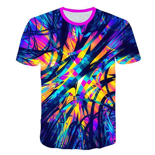 

Men's 3D Print T-shirt Daily Round Neck Rainbow / Short Sleeve