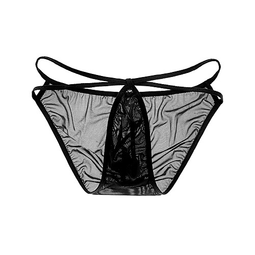 

Men's Mesh G-string Underwear - Normal Low Waist Black Purple One-Size