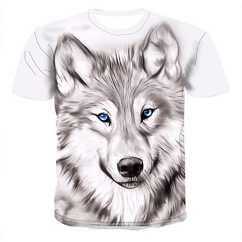 

Men's 3D Print Slim T-shirt Daily Round Neck Gray / Short Sleeve