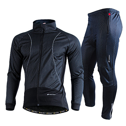 

Nuckily Men's Long Sleeve Cycling Jacket with Pants Winter Fleece Lycra Black Royal Blue Solid Color Bike Clothing Suit Thermal Warm Windproof Fleece Lining Breathable Quick Dry Sports Solid Color