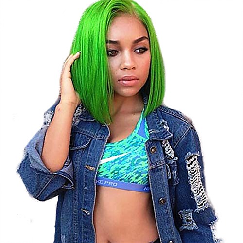 

Synthetic Lace Front Wig Straight Short Bob Lace Front Wig Short Green Synthetic Hair 10-16 inch Women's Cosplay Soft Party Green