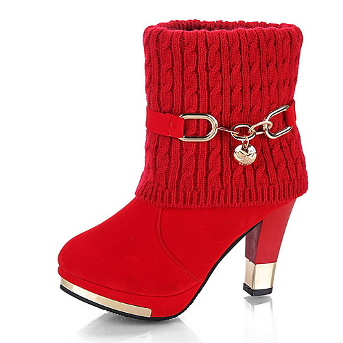 

Women's Boots Chunky Heel Round Toe PU Booties / Ankle Boots Winter Black / Red