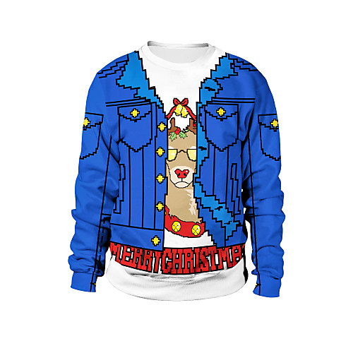 

Women's Pullover Sweatshirt Print Oversized Daily 3D Print Christmas Hoodies Sweatshirts Blue