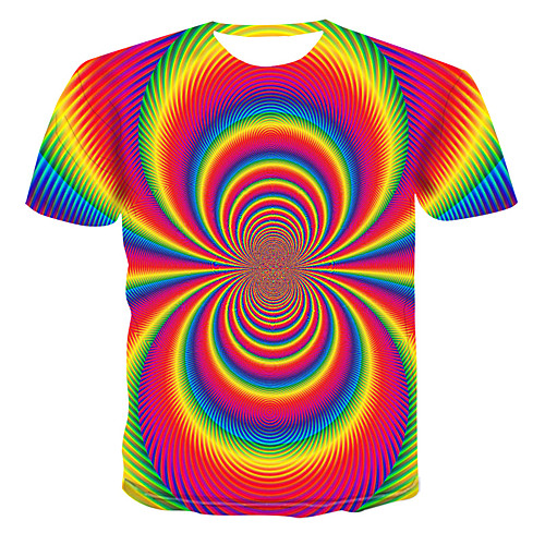 

Men's T shirt Graphic 3D Short Sleeve Daily Tops Rainbow