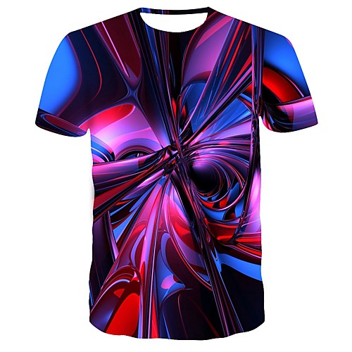 

Men's T shirt Graphic 3D Print Short Sleeve Daily Tops Purple