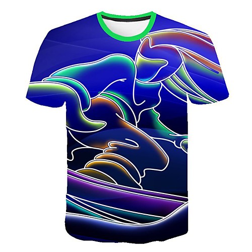 

Men's 3D Print T-shirt Daily Round Neck Rainbow / Short Sleeve