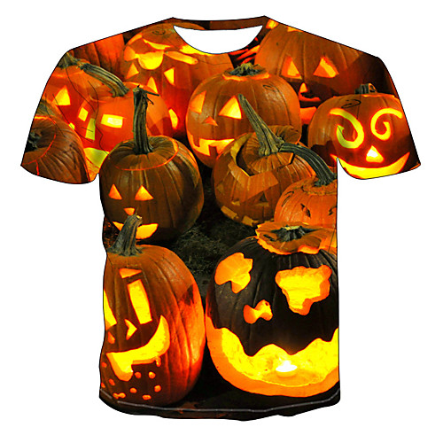 

Men's 3D Slim T-shirt Daily Round Neck Orange / Short Sleeve