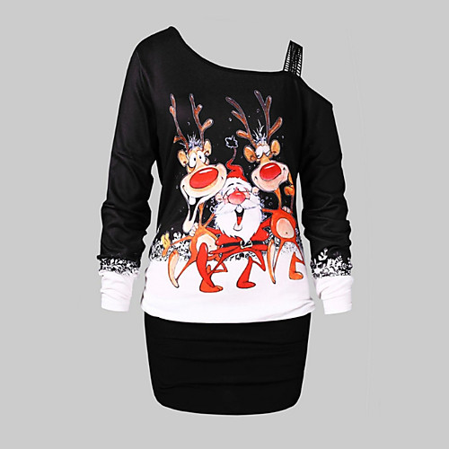 

Women's Animal T-shirt Daily One Shoulder Black / Blue / Purple / Red / Gray