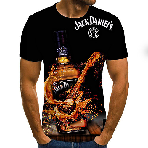 

Men's Beer Print T-shirt Daily Round Neck Black / Summer / Short Sleeve