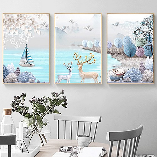 

Print Rolled Canvas Prints Modern Three Panels Art Prints