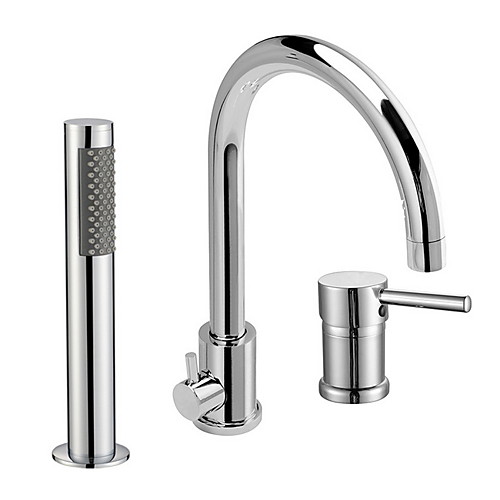 

Shower Faucet - Contemporary Wall Mounted Ceramic Valve Bath Shower Mixer Taps