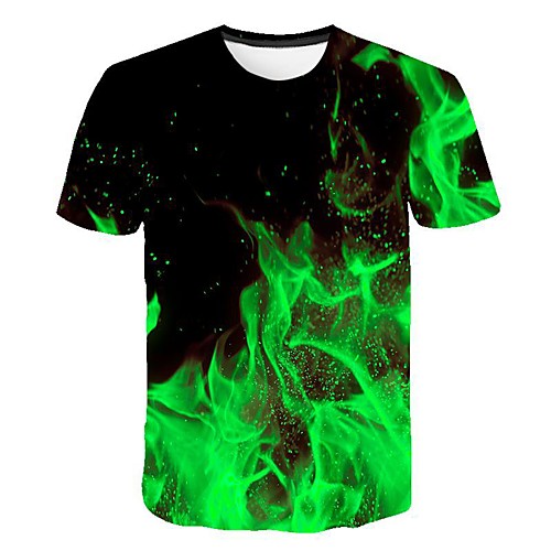 

Men's 3D Graphic Print Slim T-shirt Daily Round Neck Green / Short Sleeve