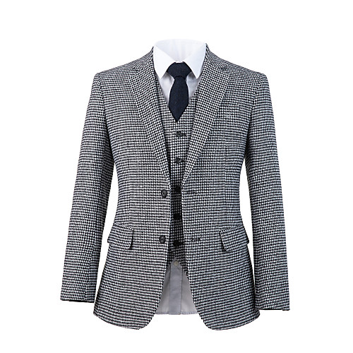 

Gray houndstooth tweed wool custom suit
