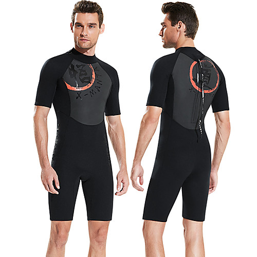 

Dive&Sail Men's Shorty Wetsuit 3mm CR Neoprene Diving Suit Thermal / Warm Anatomic Design High Elasticity Short Sleeve Back Zip - Diving Water Sports Patchwork Autumn / Fall Spring Summer