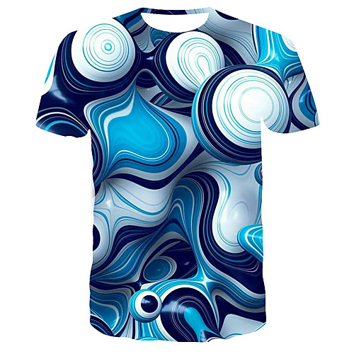 

Men's T shirt 3D Print Graphic 3D Print Short Sleeve Daily Tops Streetwear Blue