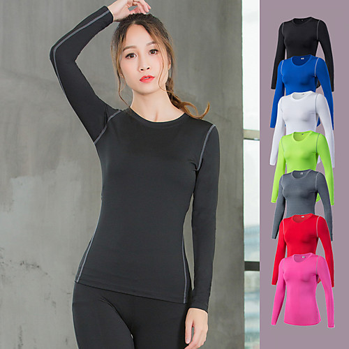 

YUERLIAN Women's Running Shirt Winter White Black Red Fuchsia Blue Yoga Fitness Gym Workout Tee Tshirt Long Sleeve Sport Activewear Breathable Quick Dry Moisture Wicking Soft Power Flex High