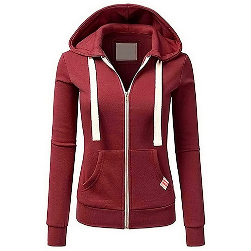 

Women's Hoodie Solid Colored Basic Wine Black Blushing Pink Orange Light Blue S M L XL