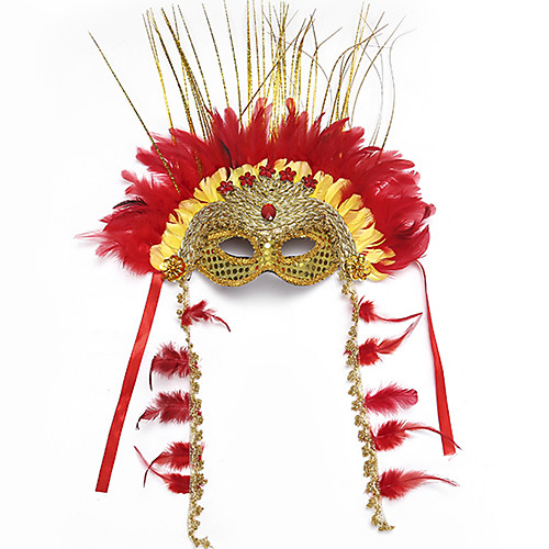 

Feather Venetian Mask Masquerade Mask Half Mask Inspired by Cosplay Golden Halloween Halloween Carnival Masquerade Adults' Women's Female