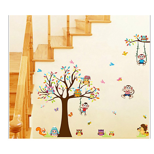 

XL8192 Cartoon Owl Big Tree Animal Party Children's Room Kindergarten Decoration Removable Stickers 6090CM