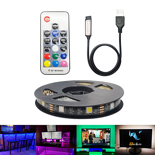 

1set 2m LED Light Strips RGB Tiktok Lights Changeable 17 Key Remote 5V USB LED Tape Ribbon Flexible TV Background Lighting DIY LED String Light Decoration