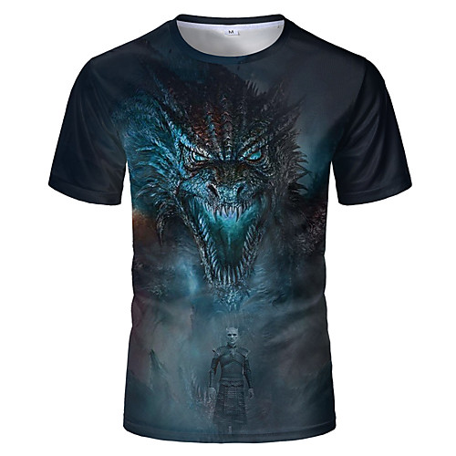 

Men's Graphic Animal Print T-shirt Daily Round Neck Blue / Summer / Short Sleeve