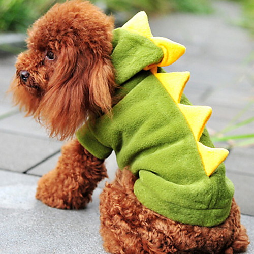 

Dogs Costume Hoodie Dinosaur Winter Dog Clothes Warm Green Red Halloween Costume Toy Poodle Polyster Solid Colored Fun & Whimsical Cosplay XS S M L XL