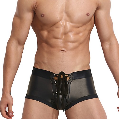 

Men's Print Boxers Underwear Mid Waist Black Gold Silver M L XL