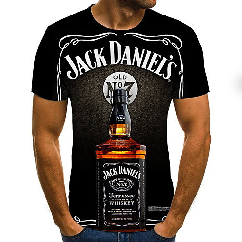 

Men's Graphic Beer Slim T-shirt Daily Round Neck Black / Short Sleeve
