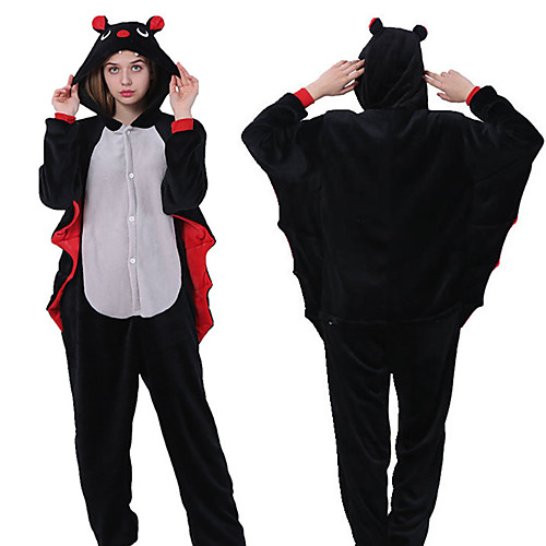 

Adults' Kigurumi Pajamas Bat Onesie Pajamas Flannel Fabric Black Cosplay For Men and Women Animal Sleepwear Cartoon Festival / Holiday Costumes